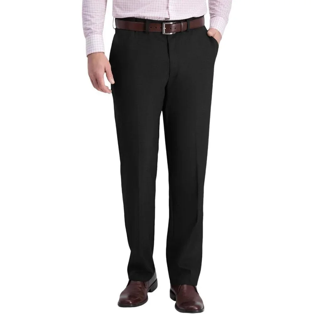Men's Classic Fit Flat Front Dress Pants Expandable Waist Wrinkle Free Suit Pant